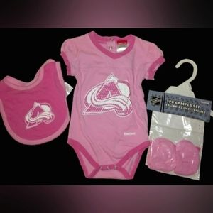 ☆New☆Reebok NHL 3PC Creeper Set~Colorado Avalanche☆Pink☆12mos.